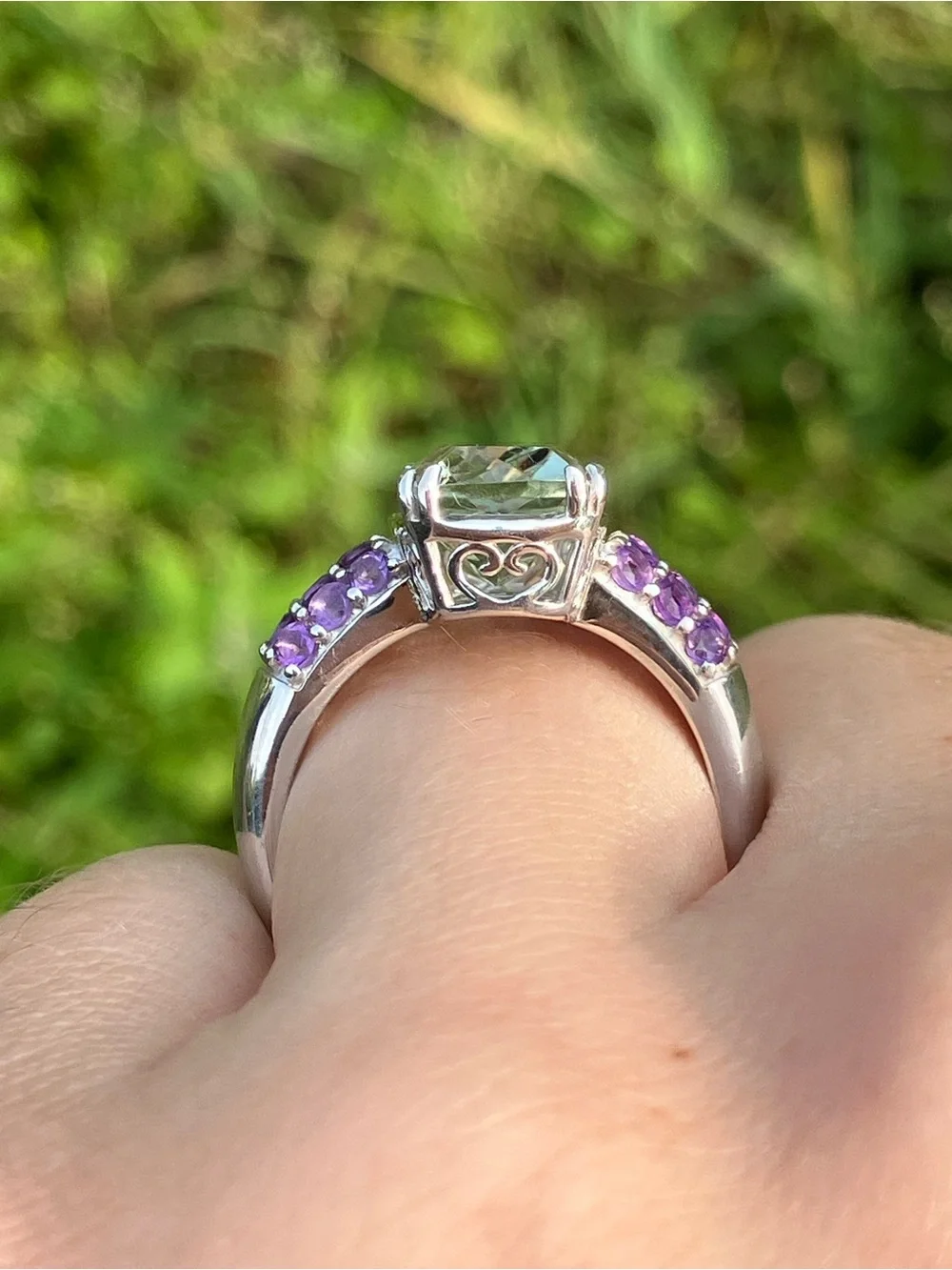 Genuine Prasiolite African Amethyst Ring Size 8